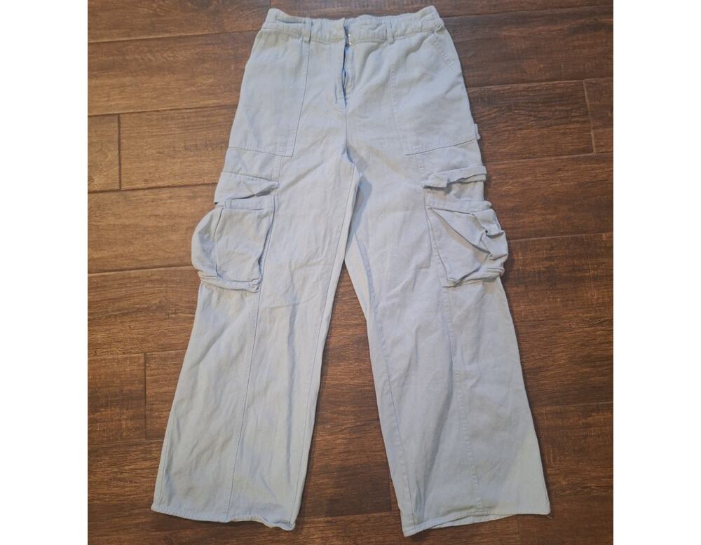 Alter’d State Wide Leg Cargo Style Utility Pants Baby Blue Size MED/26